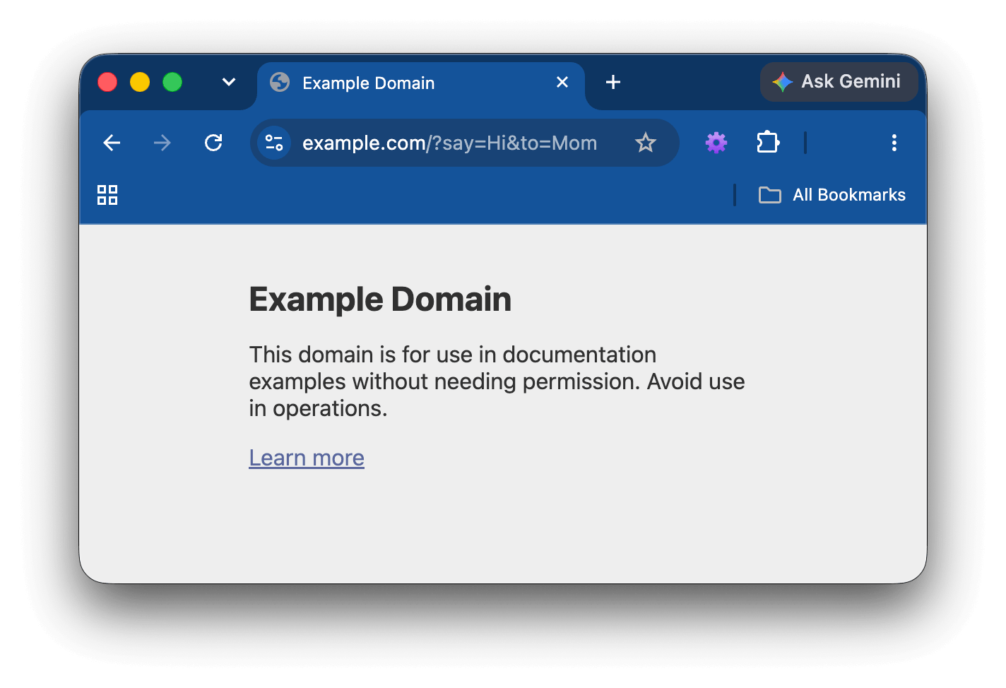 The changed url with query parameters after submitting the form with GET method